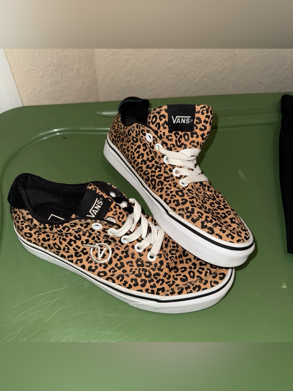 Vans Women's Leopard Print Canvas Sneakers - Tan & Black
